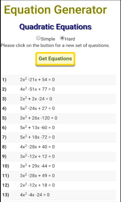 Algebra Equation Generator Apk Download Free Education App For Algebra Equation Generator Apk Screenshot