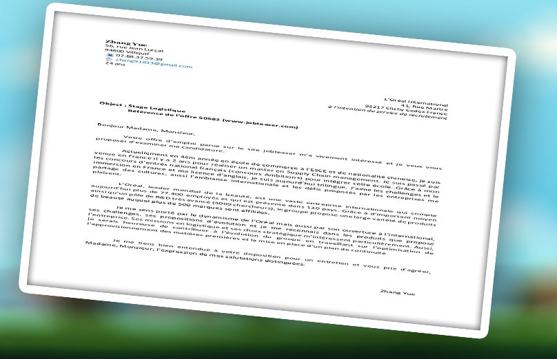 Lettre De Motivation Stage Logistique Supply Chain  James Johnson Lettre