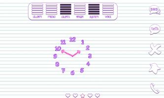 Scribbles Purple Analog Clock capture d'écran 2