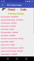 Cheat Codes for GTA Screenshot 1