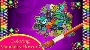 Coloring Mandalas of Flowers Plakat