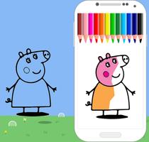 coloring peppa pig game پوسٹر