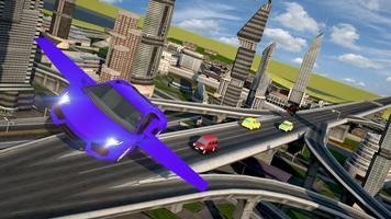Poster futuristic flying car 3d