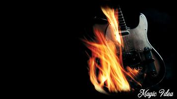 Fire Guitar Wallpaper Affiche