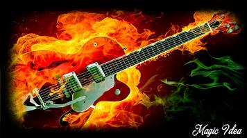 Fire Guitar Wallpaper capture d'écran 2