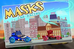 Poster Masks Superheroes Car Racing Adventures