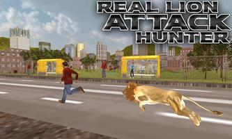 Real Lion Attack Hunter Plakat