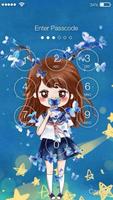 Nice Chibi Girls With Flowers Screen Lock 截图 1