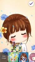 Nice Chibi Girls With Flowers Screen Lock ảnh chụp màn hình 2