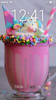 Rainbow Unicorn Drink With Marshmallow Screen Lock постер