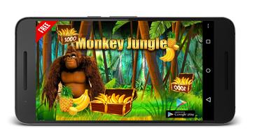 Monkey jungle running Banana Poster