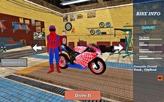 Super Hero Stunt Bike - Spider Hero Pizza Delivery پوسٹر
