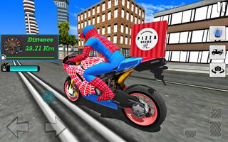 Super Hero Stunt Bike - Spider Hero Pizza Delivery screenshot 1