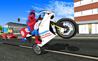 Super Hero Stunt Bike - Spider Hero Pizza Delivery screenshot 3