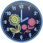 Neon Flowers Analog Clock icône