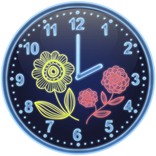 Neon Flowers Analog Clock