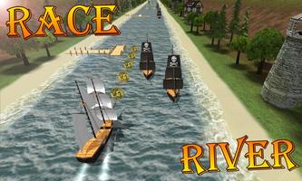 Turbo River Racing Ship 3D Affiche