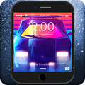 Delorean DMC-12 Retrowave Neon Arts Lock Screen
