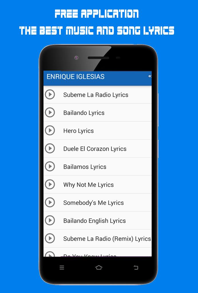 Enrique Iglesias - Subeme La Radio Song Lyrics for Android - APK Download