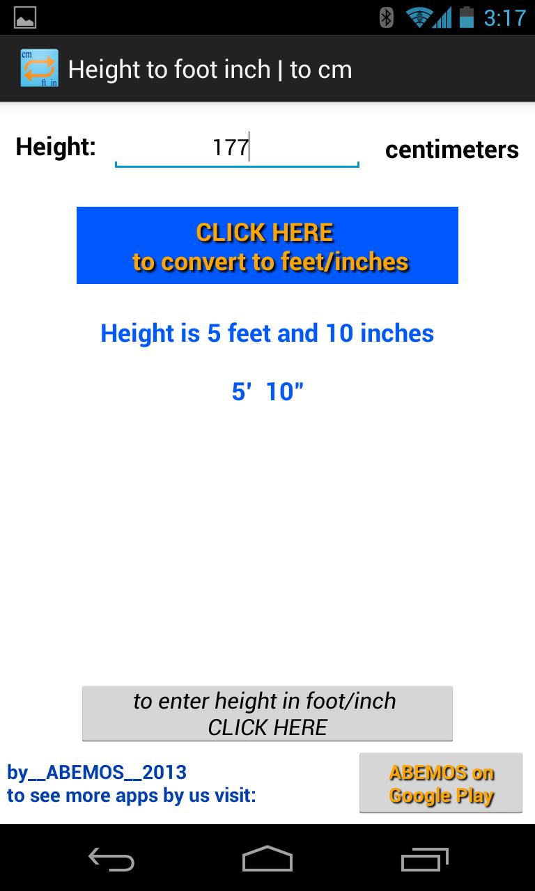 Height Converter feet-inch cm for Android - APK Download