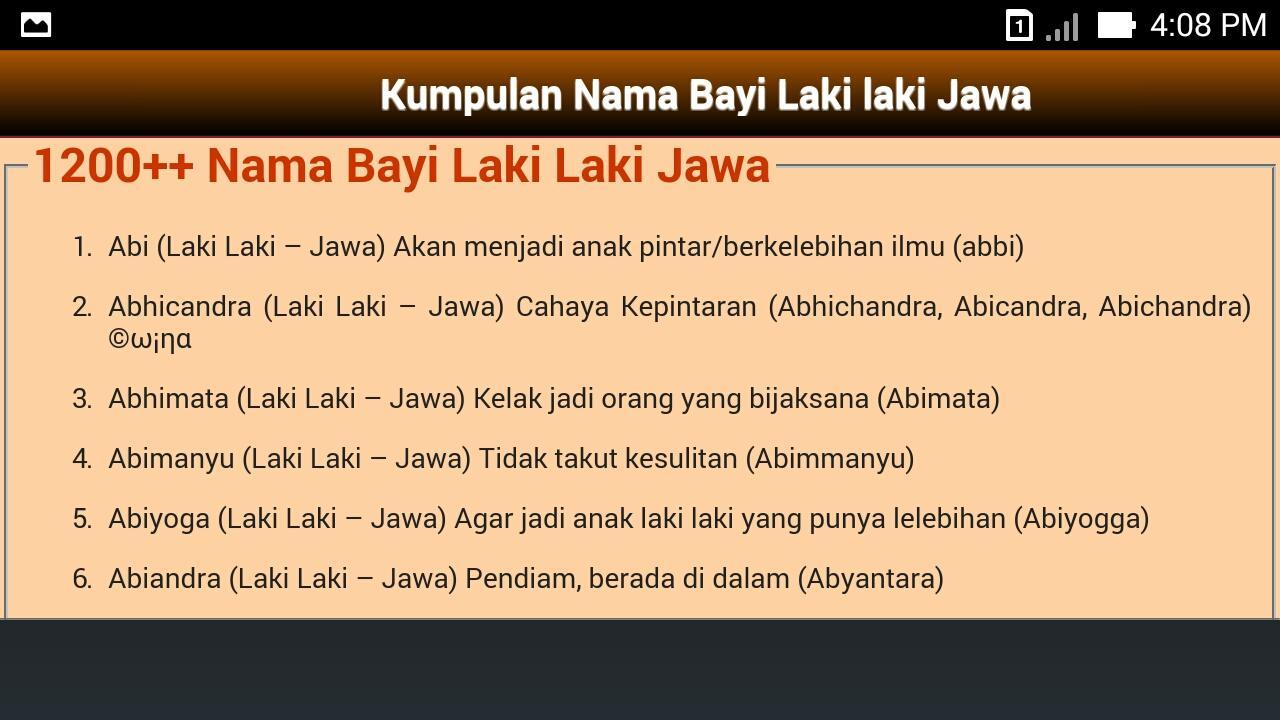  Nama  Nama  Bayi Laki  Laki  Islam  Jawa