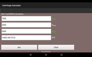 Centrifuge Calculator ảnh chụp màn hình 2