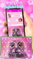 Cute Owl Keyboard Design Affiche