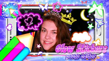 برنامه‌نما Glow Stickers Photo Editor عکس از صفحه