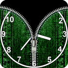 Relógio analógico zíper falso ícone