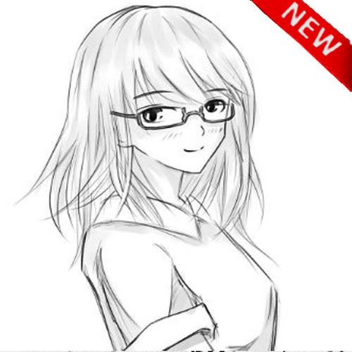 Sketsa anime girl simple