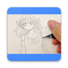 Anime girl drawing tutorial ícone