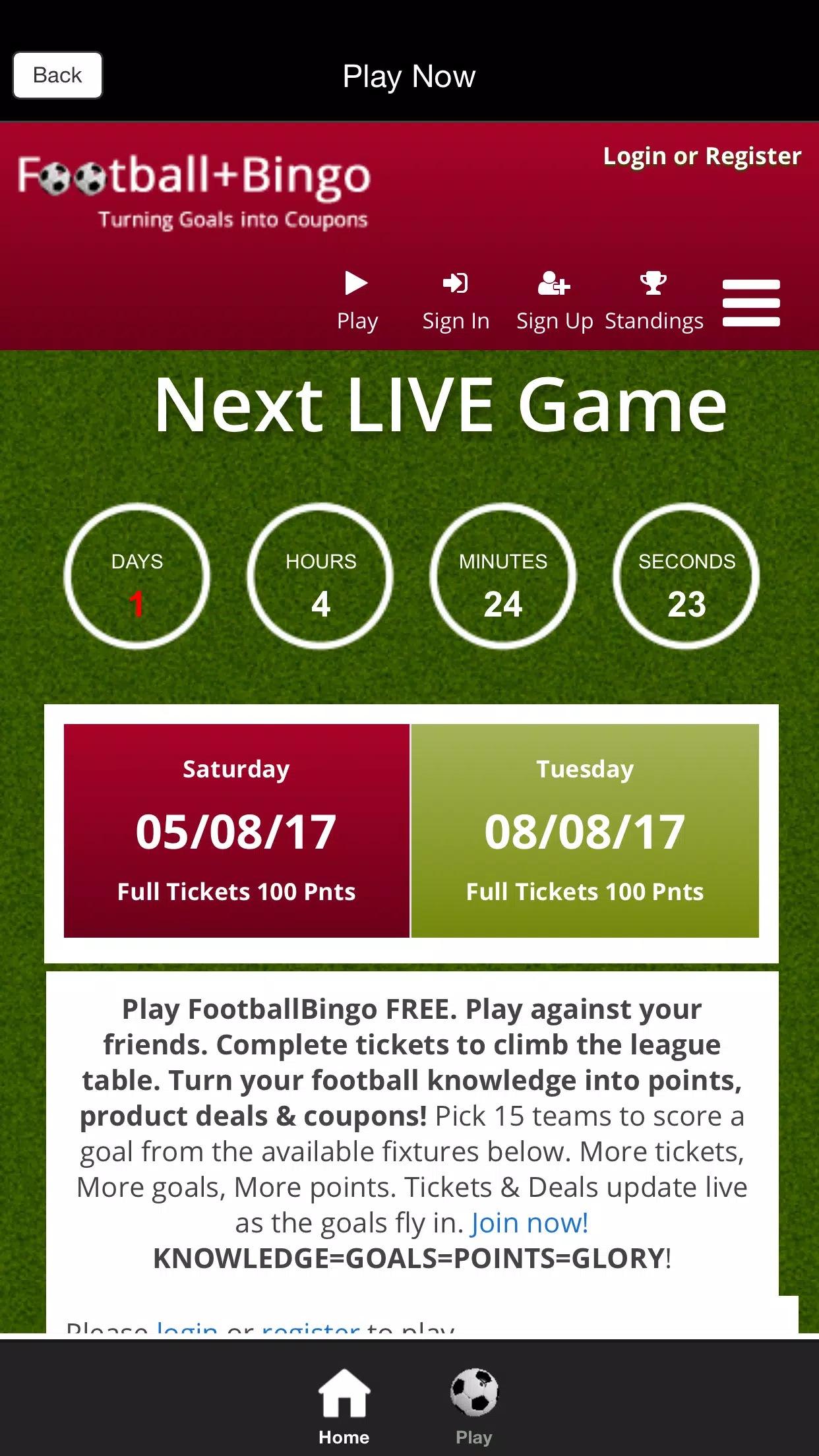 Football Bingo Game - Play Now