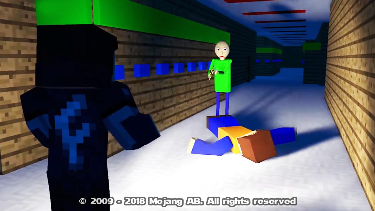 Baldi for Minecraft PE game with new mod and addon for
