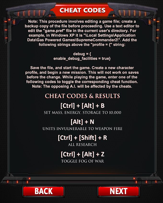 All Supreme Commander Cheats for Android - APK Download - 