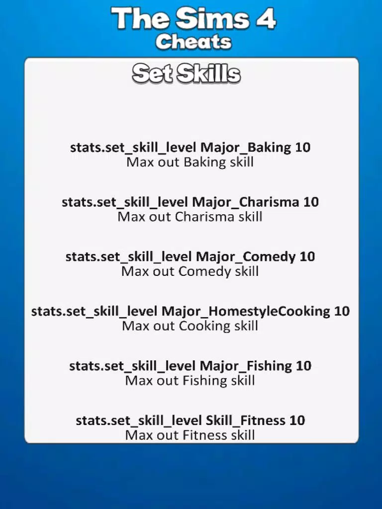 All Sims 4 Cheat Codes::Appstore for Android