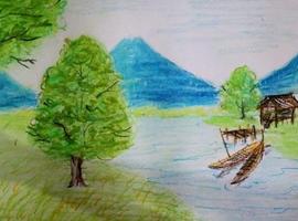 Best Drawing a scenery โปสเตอร์