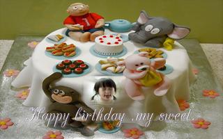 birthday cake photo frame name الملصق