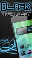 Black Digital Clock Widget Affiche