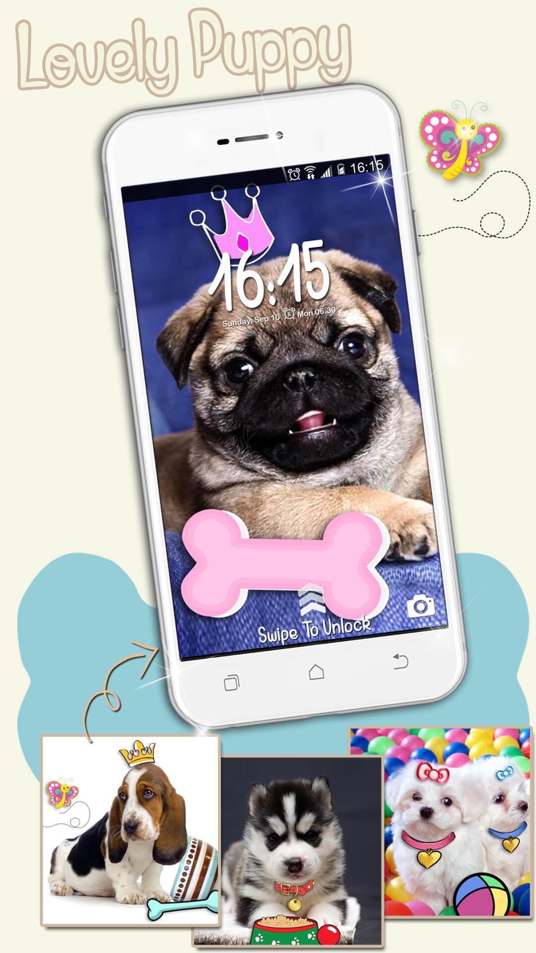 Android 用の 子犬 ロック画面 可愛い スクリーンセーバー Apk をダウンロード