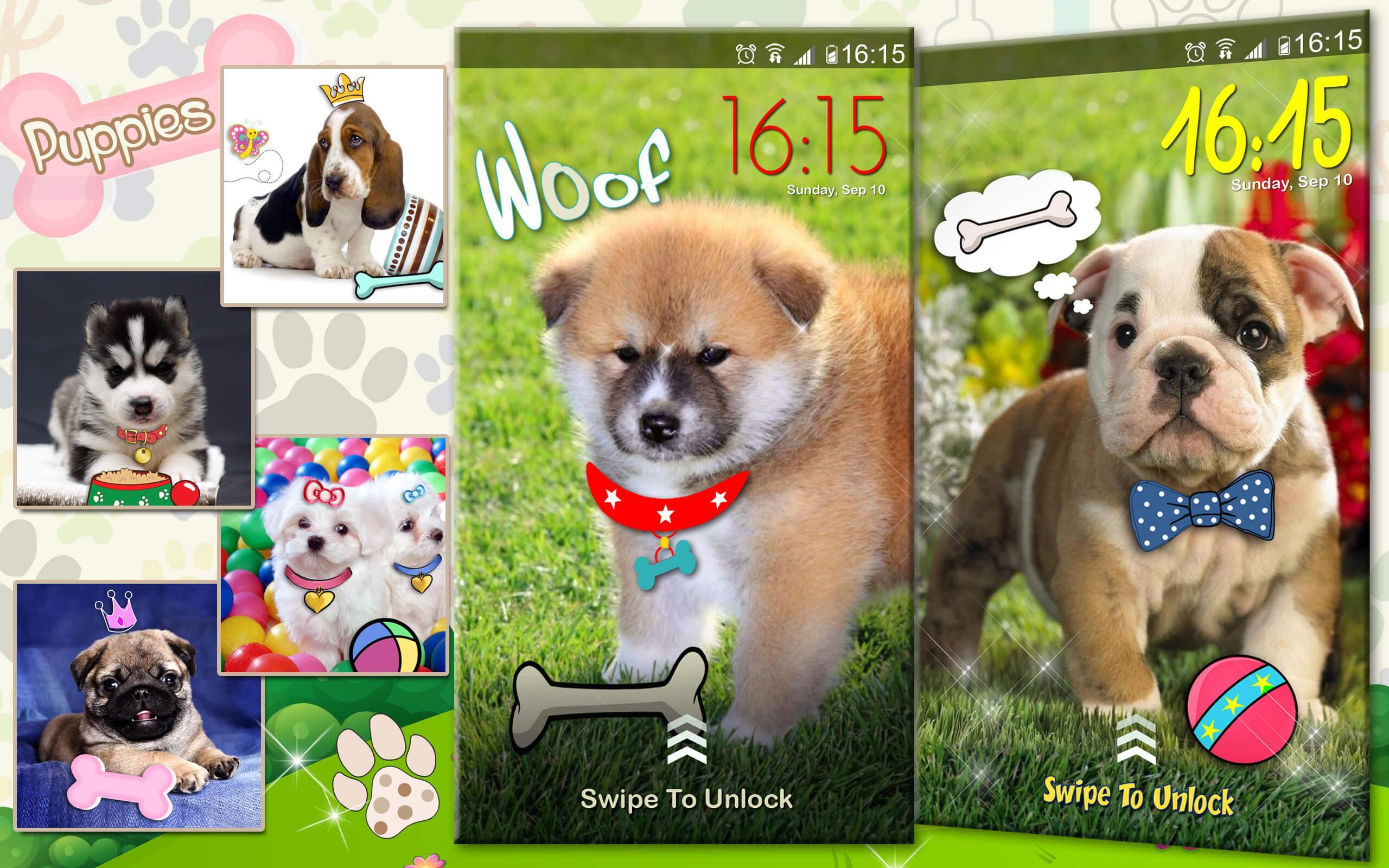 Android 用の 子犬 ロック画面 可愛い スクリーンセーバー Apk をダウンロード