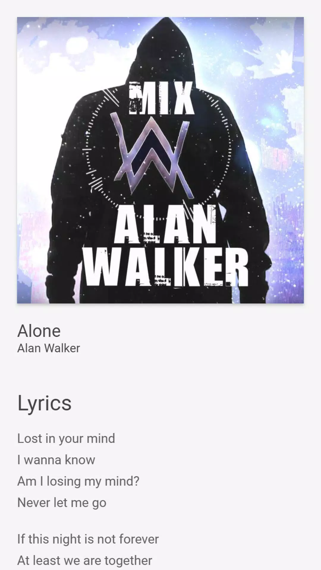 Alone - Just Lyrics - Alan Walker APK voor Android Download