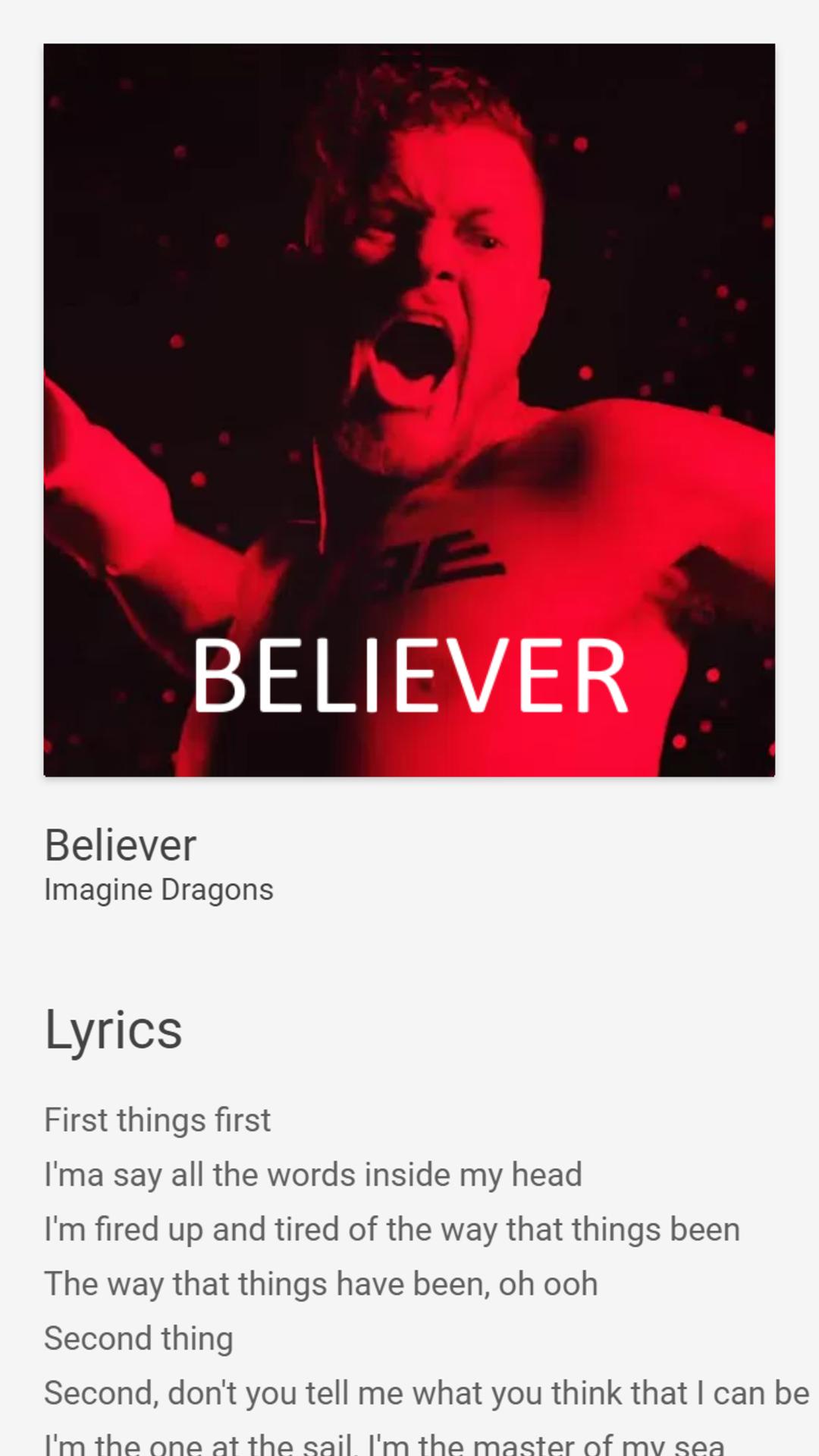 Believer Just Lyrics Imagine Dragons Fur Android Apk Herunterladen