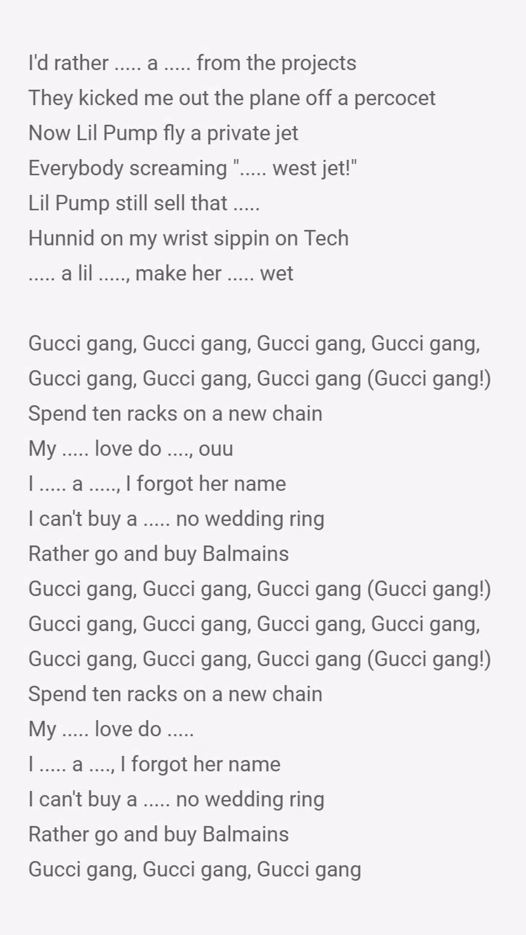 Android 用の Gucci Gang - Just Lyrics - Lil Pump APK をダウンロード