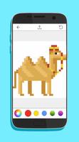 Camel Pixel Sandbox Color by Number Coloring Pages poster