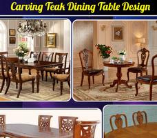 Carving Teak Dining Table Design Affiche