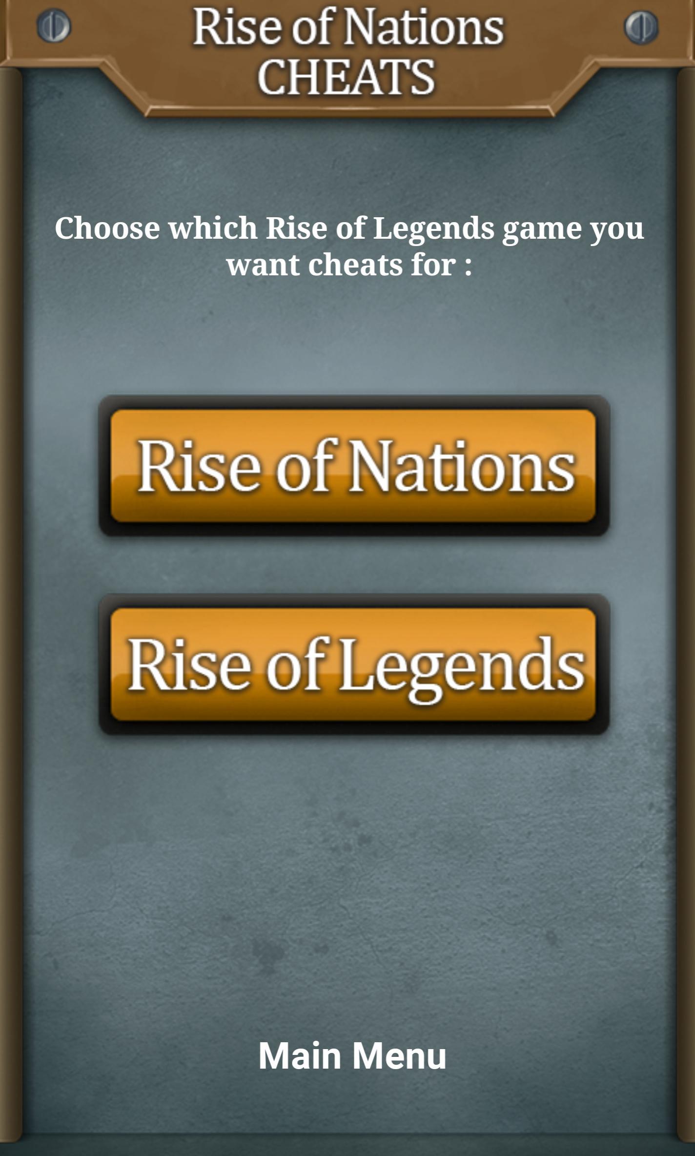 All Rise of Nations Cheats APK pour Android Télécharger