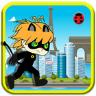 Sprinter Chibi Black Cat Ninja icône