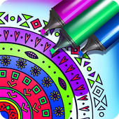 Mandala couleur et dessiner icon