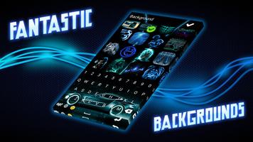 Neon Blue Keyboard Themes Affiche
