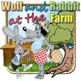Wolf and rabbit - at the farm icon